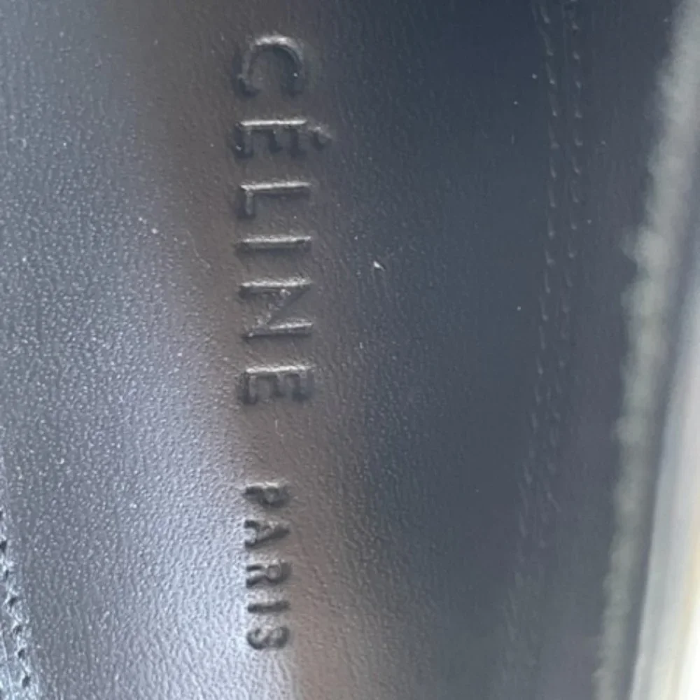 Celine Paris black & tan pointed loafer block heel - Picture 3 of 3